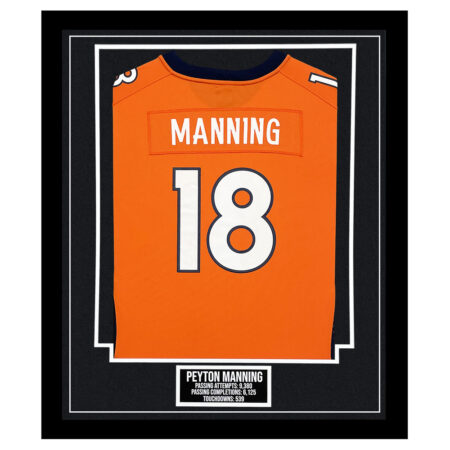 Unsigned Peyton Manning Framed Denver Broncos Shirt - Career Stats