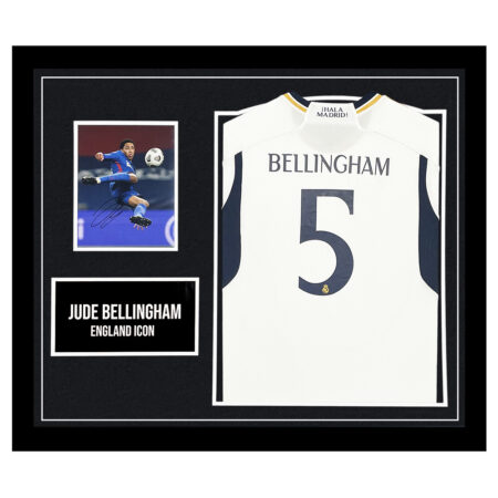 Signed Jude Bellingham Framed Display Shirt - England Icon Autograph