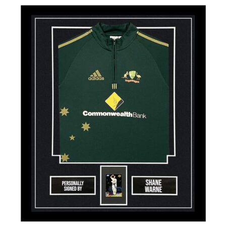 Shane Warne Signed Framed Display Shirt - Australia Cricket Autograph