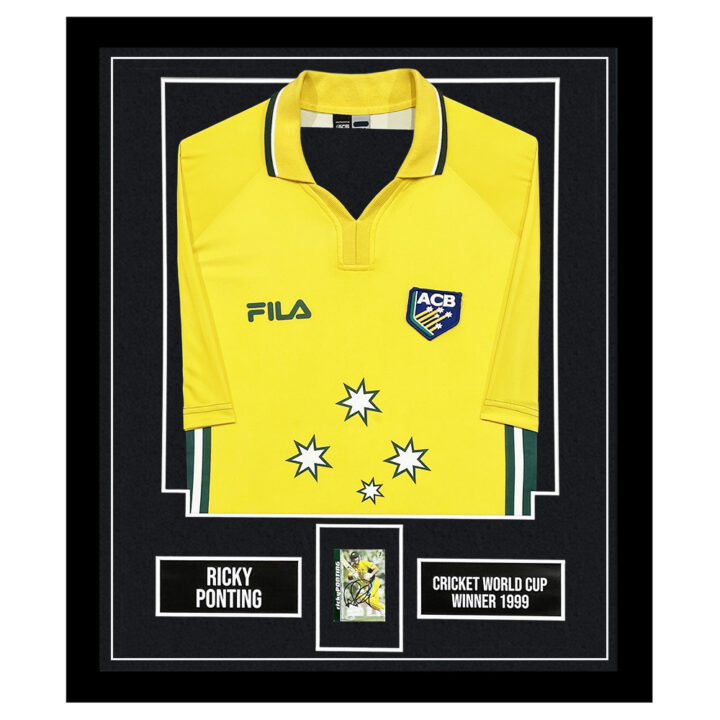 Signed Ricky Ponting Framed Display Shirt - CWC Winner 2003