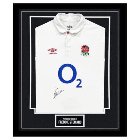 Framed Freddie Steward Signed Shirt - England Rugby Autograph