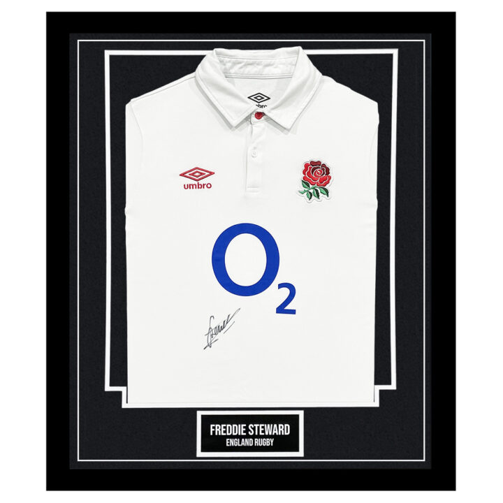 Framed Freddie Steward Signed Shirt - England Rugby