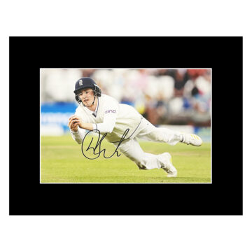 Autograph Harry Brook Photo Display 16x12 - England Cricket