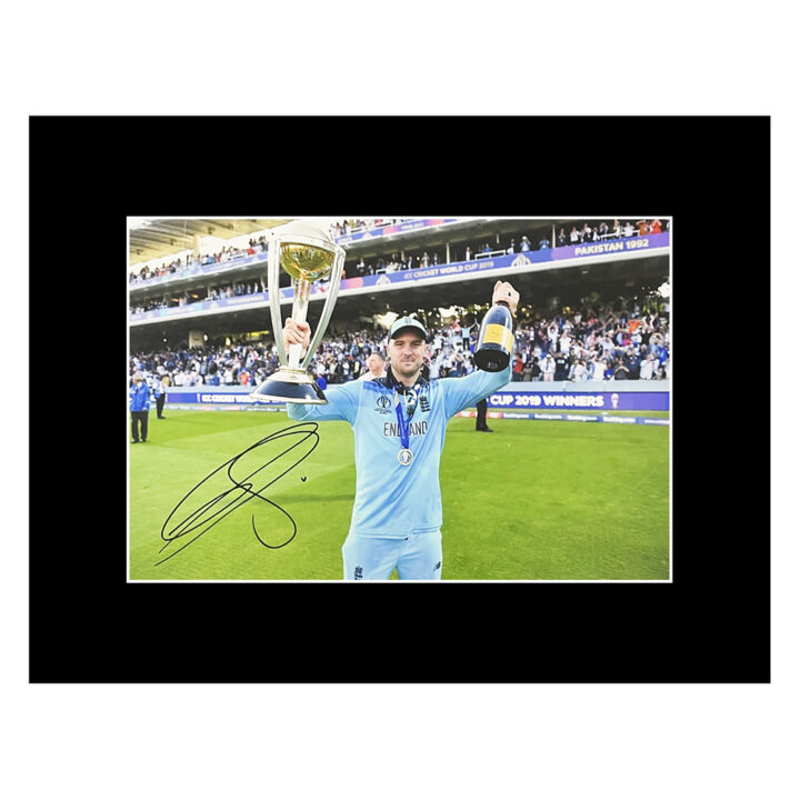 Autograph Jason Roy Photo Display 16x12 - CWC Winner 2019