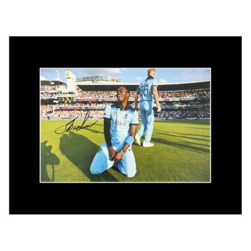 Autograph Jofra Archer Photo Display 16x12 - CWC Final 2019