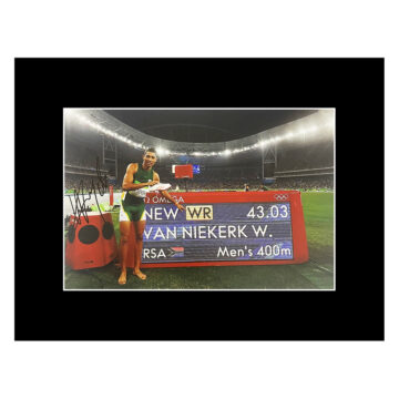 Autograph Wayde van Niekerk Photo Display 16x12 - New World Record