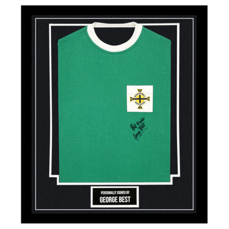 Framed George Best Signed Shirt - Northern Ireland Autograph