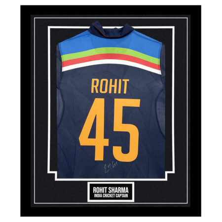 Framed Rohit Sharma Signed Shirt - India Cricket Captain