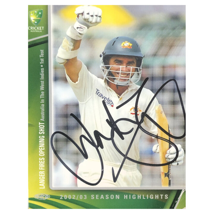 Justin Langer Signed Trade Card - Season Highlights Autograph