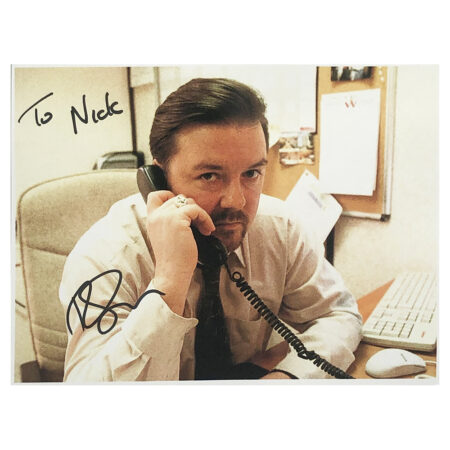 Ricky Gervais The Office Signed Photo - Dedicated to Nick