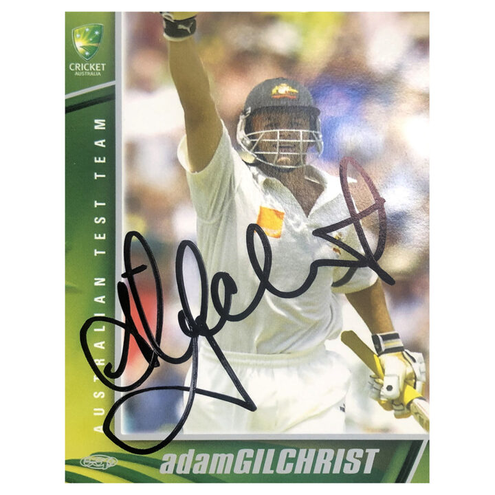 Signed Adam Gilchrist Trade Card - Australia Test Team Autograph