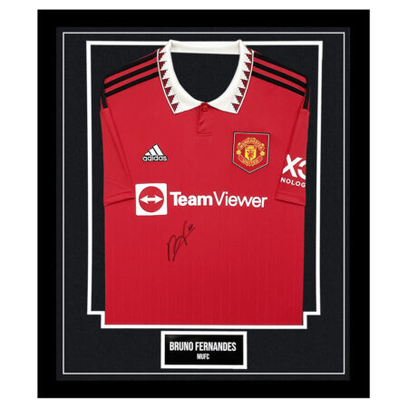 Signed Bruno Fernandes 'MUFC' Framed Shirt - Manchester United Autograph