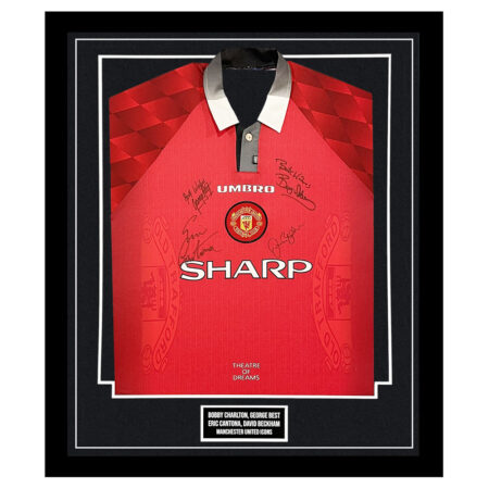 Signed Charlton, Best, Cantona & Beckham Framed Shirt - Manchester United Icons