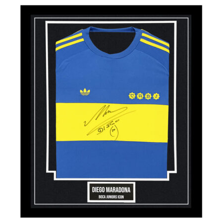 Signed Diego Maradona Framed Shirt - Boca Juniors Icon