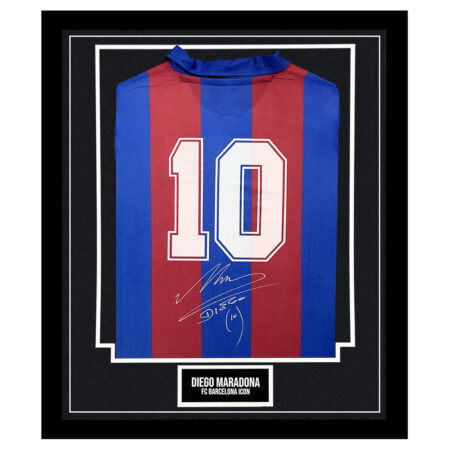 Signed Diego Maradona Framed Shirt - FC Barcelona Icon