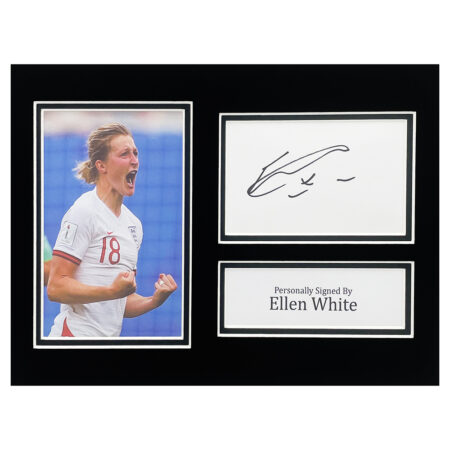 Signed Ellen White Photo Display - 12x8 England Lioness Icon