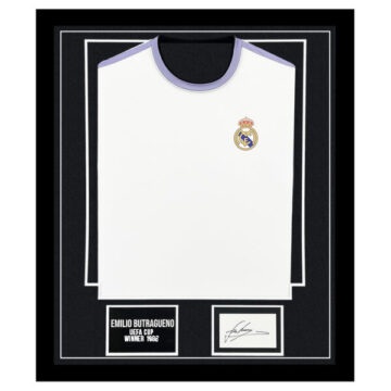 Signed Emilio Butragueno Framed Display Shirt - UEFA Cup Winner 1986