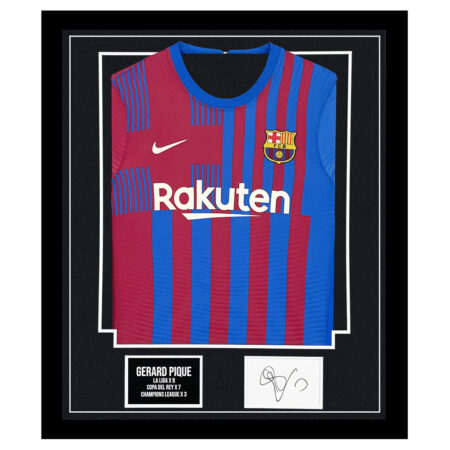 Signed Gerard Pique Framed Display Shirt - FC Barcelona Honours