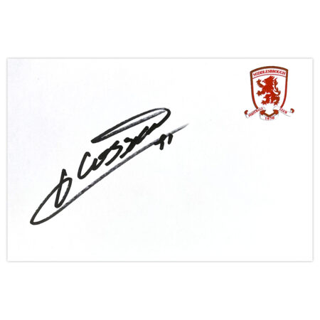 Signed Jelle Vossen White Card - Middlesbrough Autograph