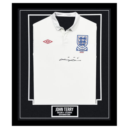 Signed John Terry Framed Shirt - England v Slovakia 2009