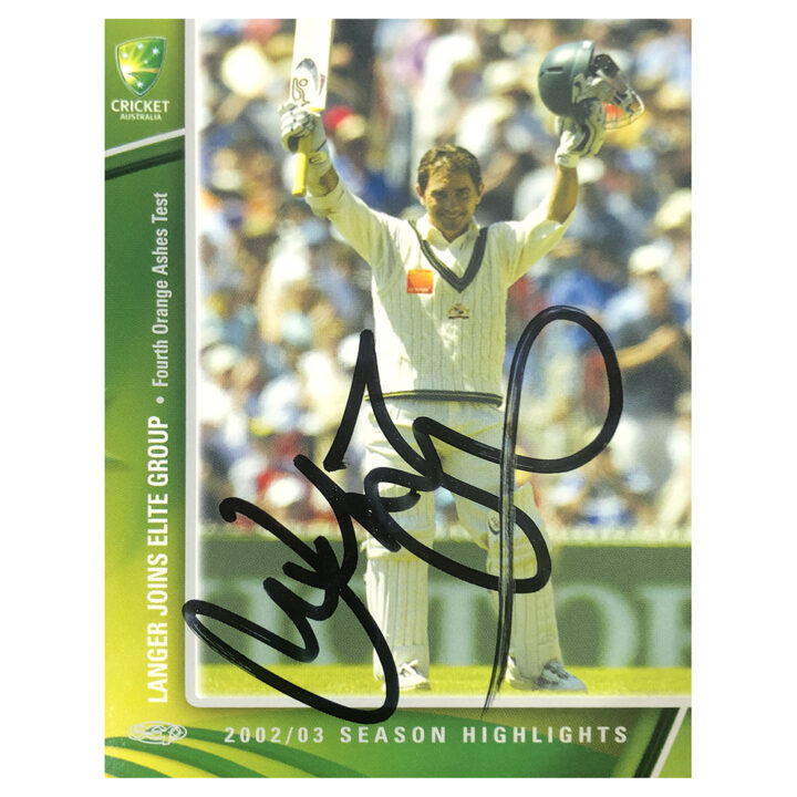 Signed Justin Langer Trade Card - Season Highlights Autograph