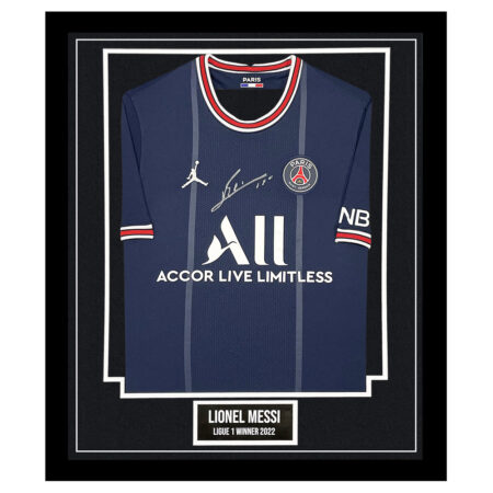 Signed Lionel Messi Framed PSG Shirt - Ligue 1 Winner 2022