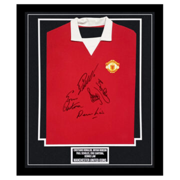 Signed Manchester United Framed Shirt - Ronaldo, Robson, Cantona, Scholes & Law