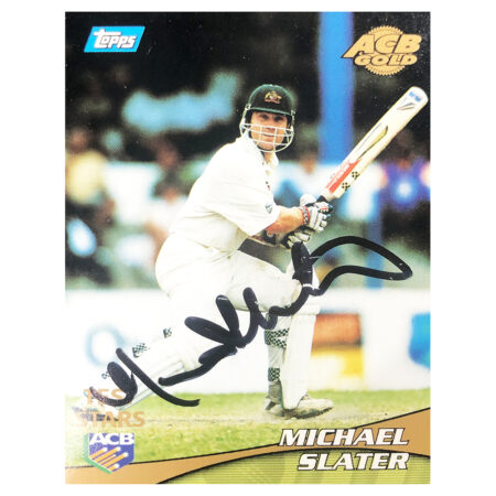 Signed Michael Slater Trading Card - Australia Test Stars Topps