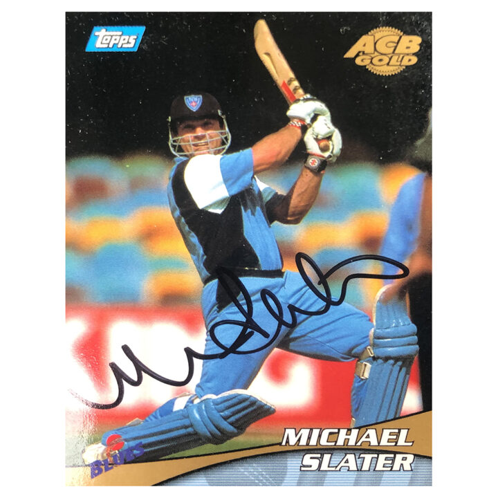 Signed Michael Slater Trading Card - NSW Blues Topps