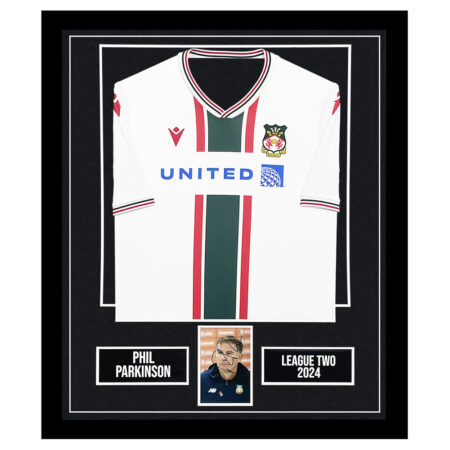 Signed Phil Parkinson Framed Display Shirt - Wrexham League Two 2024