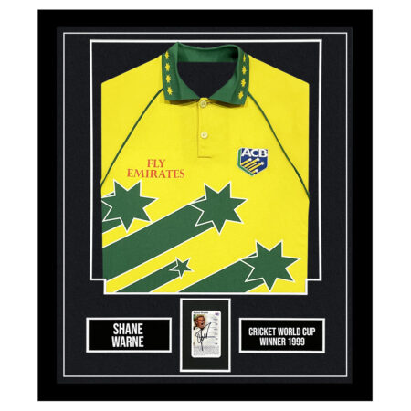 Signed Shane Warne Framed Display Shirt - CWC Winner 1999