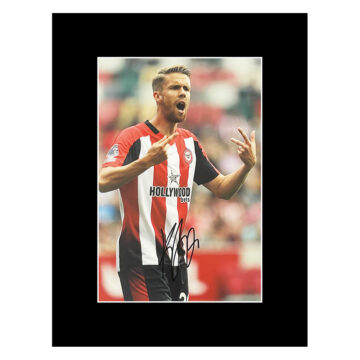 Autograph Kristoffer Ajer Photo Display 16x12 - Brentford Football Club