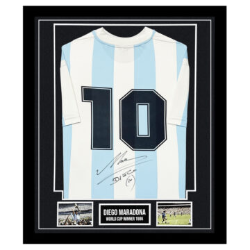 Framed Diego Maradona Signed Shirt - World Cup Winner 1986