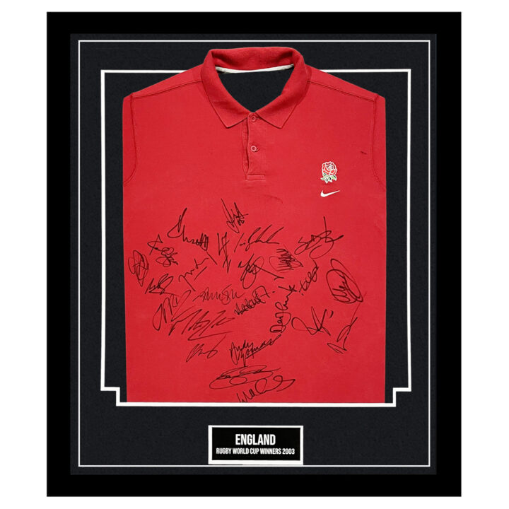 Framed England Rugby Signed Shirt - RWC Winners 2003