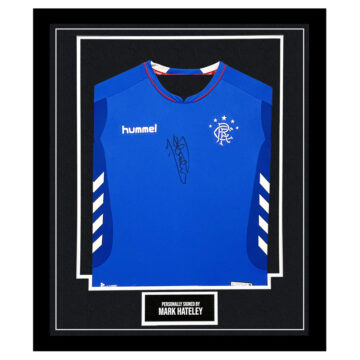 Framed Mark Hateley Signed Shirt – Glasgow Rangers Autograph