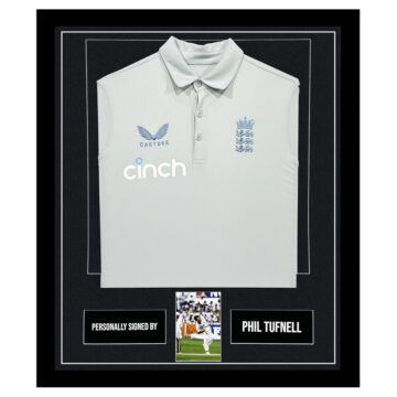 Phil Tufnell Signed Framed Display Shirt - England Cricket Autograph