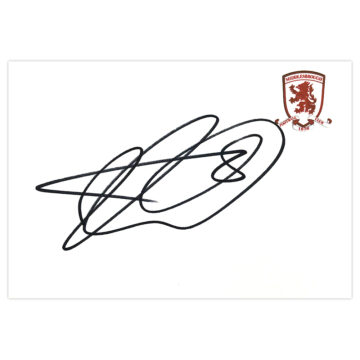 Signed Adam Clayton White Card - Middlesbrough Autograph