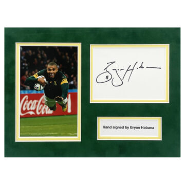 Signed Bryan Habana Photo Display - 12x8 South Africa Springbok Icon