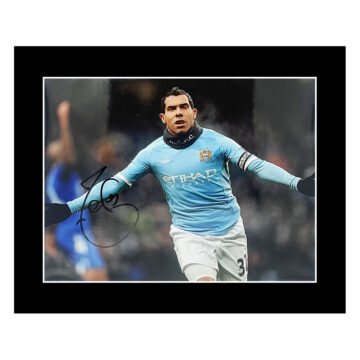 Signed Carlos Tevez Photo Display 12x10 - Manchester City Autograph