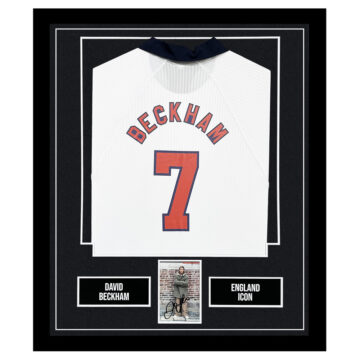 Signed David Beckham Framed Display Shirt - England Icon Autograph