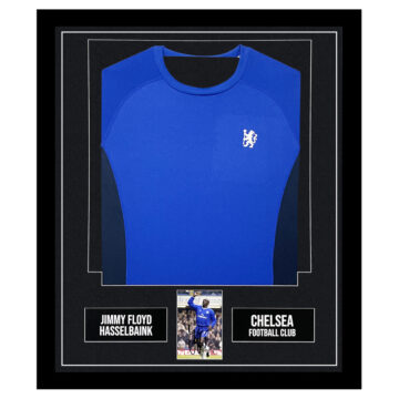 Signed Jimmy Floyd Hasselbaink Framed Display Shirt - Chelsea Football Club