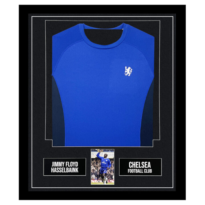 Signed Jimmy Floyd Hasselbaink Framed Display Shirt - Chelsea Football Club