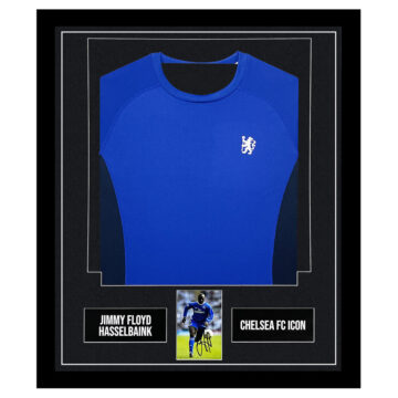 Signed Jimmy Floyd Hasselbaink Framed Display Shirt - Chelsea Icon Autograph