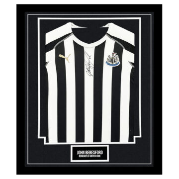 Signed John Beresford Framed Shirt - Newcastle United Icon