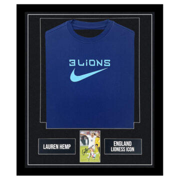 Signed Lauren Hemp Framed Display Shirt – England Lioness Icon