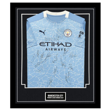 Signed Manchester City Framed Shirt - Premier League Winners 2021