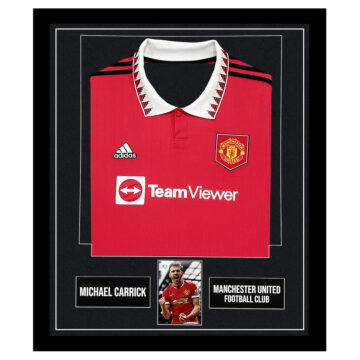 Signed Michael Carrick Framed Display Shirt - Manchester United Football Club