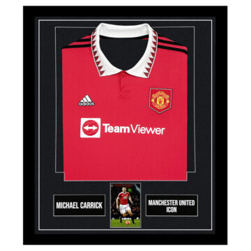 Signed Michael Carrick Framed Display Shirt - Manchester United Icon