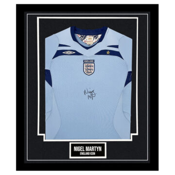 Signed Nigel Martyn Framed Shirt - England Icon Autograph