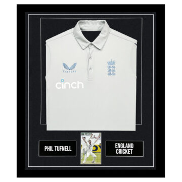 Signed Phil Tufnell Framed Display Shirt - England Cricket Icon